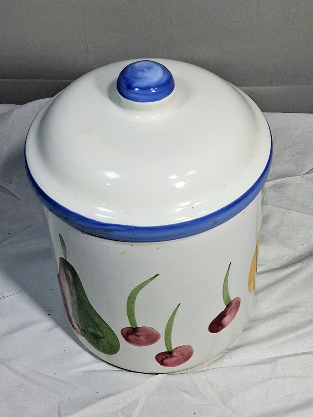 Vintage Certified International Fruit Decor 7.5"x 6.5" Heavy Ceramic Canister
